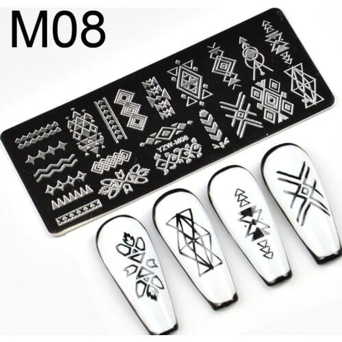 1PC Line pattern 10*4cm Nail Art Templates Stamping Plate Design flower Animal Glass Temperature Lace Stamp Templates Plates M8