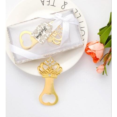 10PCS Gold Crown Bottle Opener in Gift Box Baby Christening Gift Danisa Beer Openers Wedding&Bridal Shower Favors