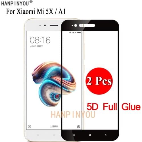 2 Pcs/Lot For Xiaomi Mi A1 MiA1 / Mi 5X Mi5X 5.5" 5D Full Glue Full Cover Screen Protector Tempered Glass Protective Film