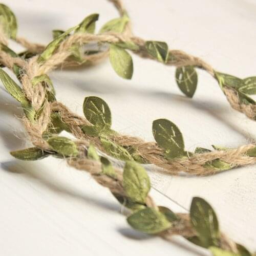 3 Yards 7mm Wide Braided Green Leaves Linen Cotton Ribbon Lace Farbic Gift Package Clothing Accessories Lace Trimmings Crafts