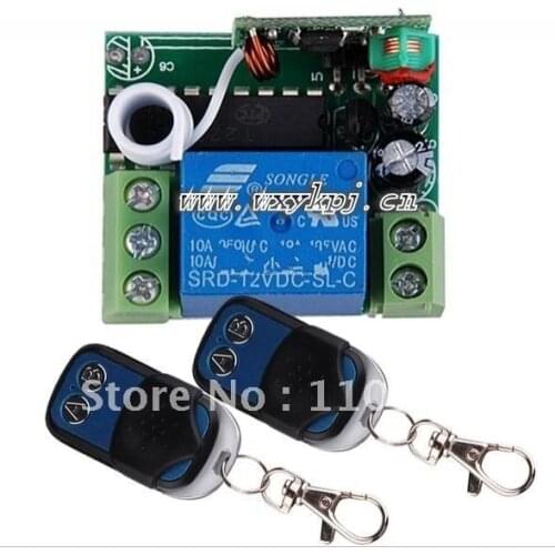 Free shipping 12V 1ch wireless remote control light/door system switch 2 Tansmitter & Receiver Fixed code smart home z-wave