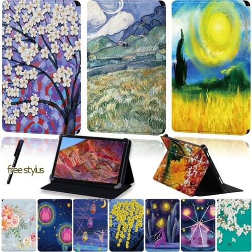 Tablet Case for 8"/8.4"/10"/10.8"Huawei MediaPad M1/M2/M3/M5/M6 Universal Painting Pattern Series Four Corner Folding Cover Case