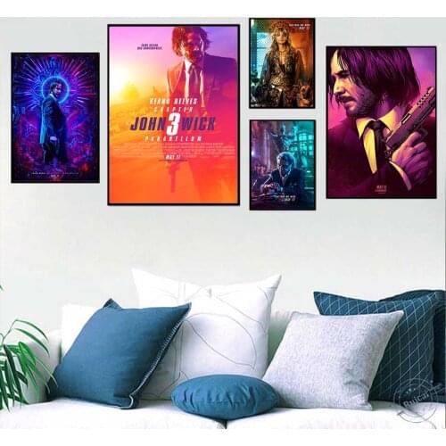 John Wick 3 Parabellum posters and prints Movie Series Art Painting Silk Canvas Poster wall pictures for living room Home Decor