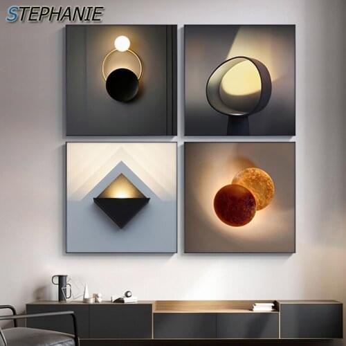 Nordic Geometry Canvas Painting Modern Orange Gray Poster Print Wall Art Picture for Living Room Bedroom Minimalism Home Decor