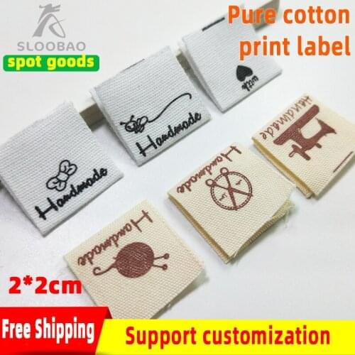 Natural Style Handmade Printed Cotton Zakka Sewing Labels Cotton Fabric Printing Sewing labels For clothing