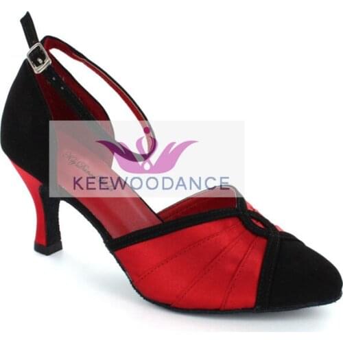 KeeWooDance NEW closed toe Free shipping Good quality Flesh satin Ladies Modern Ballroom dance shoes wedding shoes
