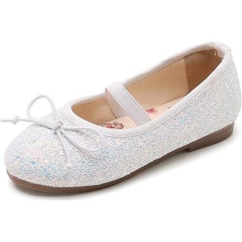 Girls' Leather Shoes Childrens Single Shoes Dress Shoes Crystal Princess Shoes Sweet for Party Sequined Chic Fashion Bow-knot