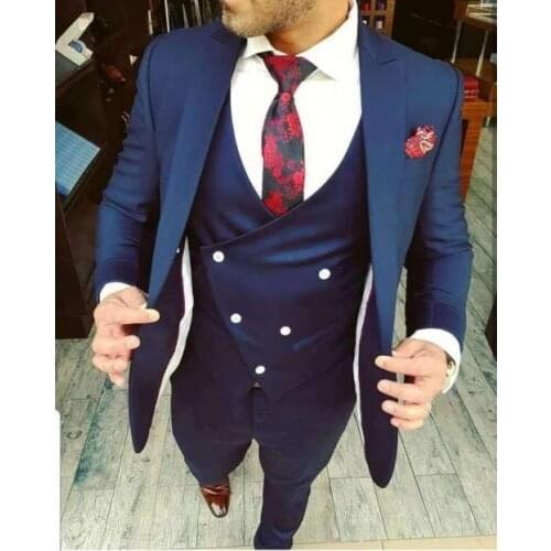 Handsome Groomsmen Peak Lapel Groom Tuxedos Mens Wedding Dress Man Jacket Blazer Prom Dinner (Jacket+Pants+Tie+Vest) A231