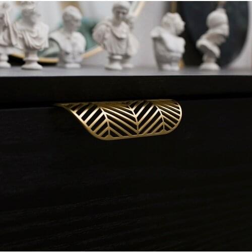 Leaf Shape Furniture Cupboard Cabinet Wardrobe Drawer Pull Knob Brass Door Handle Hardware Furniture Hardware Accessories
