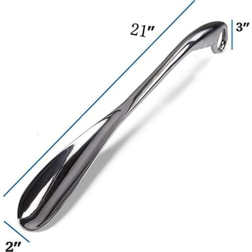 Metal Extra Long Shoehorn Easy to Reach 21' Shoe Horn Longer Fancy Hoop Handle Alloy Shoehorn