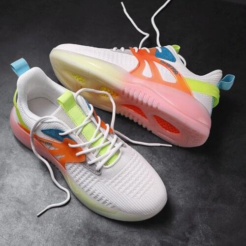 2021 Summer Sports Casual Shoes Breathable Mesh Mens sneaker Flying Woven Lace-up Running Shoes Color Matching Sneakers Men