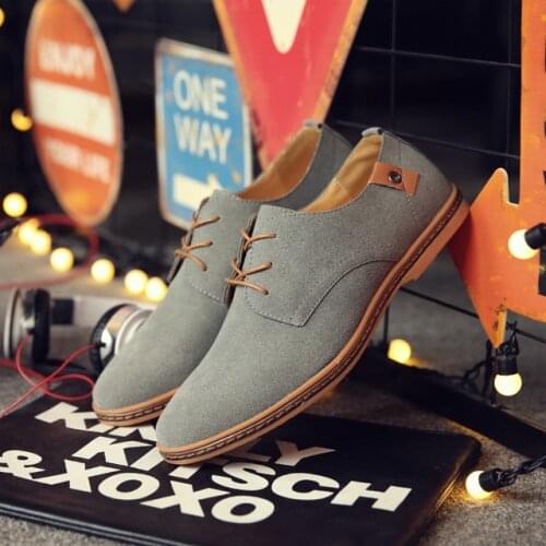 Men Oxfords Faux Suede Leather Men Sports Flat Breathable Oxford Shoes Men Skateboarding Shoes Sanding Leather Prom Shoe Vogue