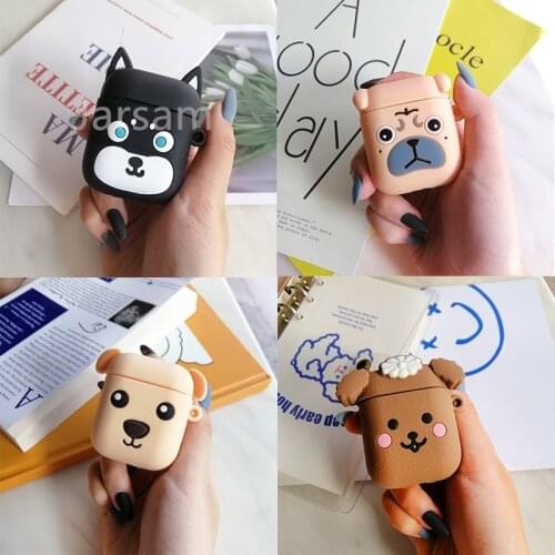 Cartoon dog box Bear Wireless Headset case for Airpods 1 2 Earphone soft Silicone Cover For Airpods