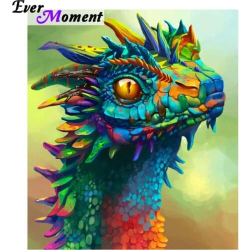 Ever Moment Color Dragon Head Diamond Painting DIY 5D Full Diamond Embroidery Square Rhinestones Mosaic Kit Home Decor ASF748