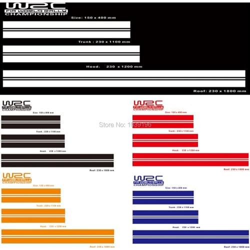 WRC FIA World Rally Championship Stripe Set F1 Check Flag Car Hood Roof Trunk Vinyl Sticker Racing Rally Sports PVC Decal Set