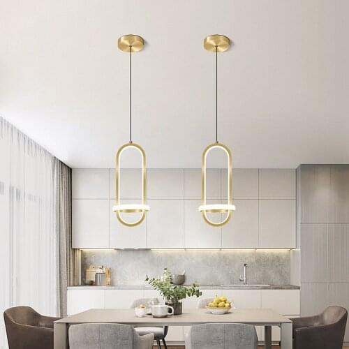 Nordic Minimalist Led Bedroom Bedside Pendant Lights Modern Creative Personality Golden Oval Light Luxury Bar Restaurant Lamp