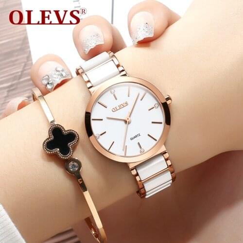 OLEVS Ladies Watch Top Brand Luxury Fashion Stainless Steel Ladies Quartz Watch Simple And Elegant Dress Ladies Watch Clock 2020