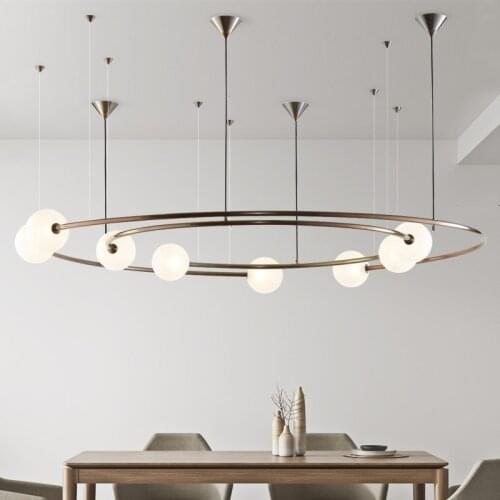 Planetary Ring Glass Ball Chandelier Nordic Simple Modern Living Room Restaurant Hotel Exhibition Hall Iron Creative Personality
