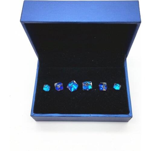 Ms Betti Small Cubic Stone Stud Earrings Sets For Girl With 10mm 8mm 6mm Crystal From Austria With Blue Gift Box 3prs/lot