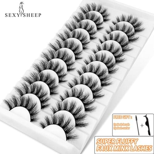 SEXYSHEEP 5/10pairs 3D Faux Mink Lashes Natural Long False Eyelashes Volume Fake Lashes Makeup Extension Eyelashes maquiagem
