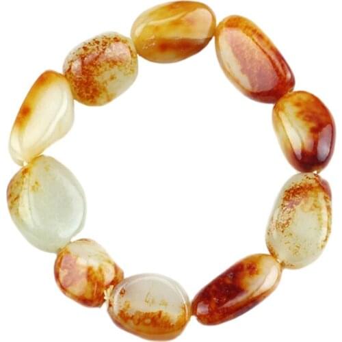 Xinjiang natural Hetian jade seed material bracelet with raw stone bracelet