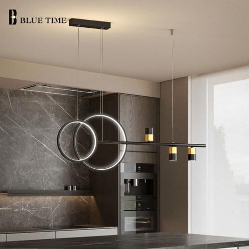 Modern Led Chandelier Light Fixtures Haning Chandelier Lighting for Living room Dining room Kitchen Home Ceiling Led Light Black