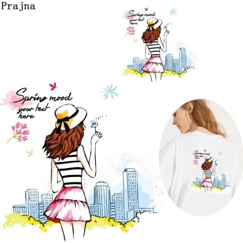 Lovely Modern Girl Heat Transfer Printed Iron on Transfer for Clothing DIY Cartoon Thermal Transfer to Garment Heart Stickers