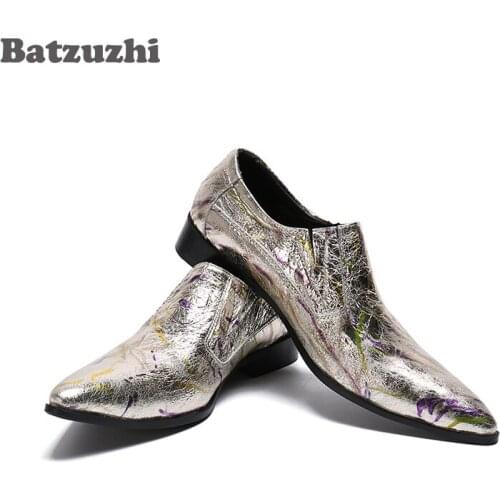 Batzuzhi Genuine Leather Dress Shoes Men Handmade Men Shoes Zapatos Hombre Pointed Toe Party and Wedding Footwear, Big US12