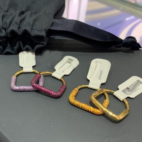 UMGODLY Luxury Brand Fashion Ring Purple Orangle Pink Red Cubic Zirconia Rectangle Geometric Finger Ring Women Fun Jewelry