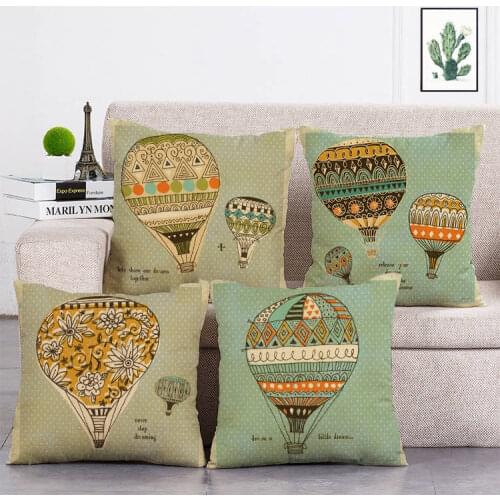 Hot Air Balloon Release Your Dream To Be The Universe Cushion Covers Watercolor Painting Cushion Cover Pillow Case T201