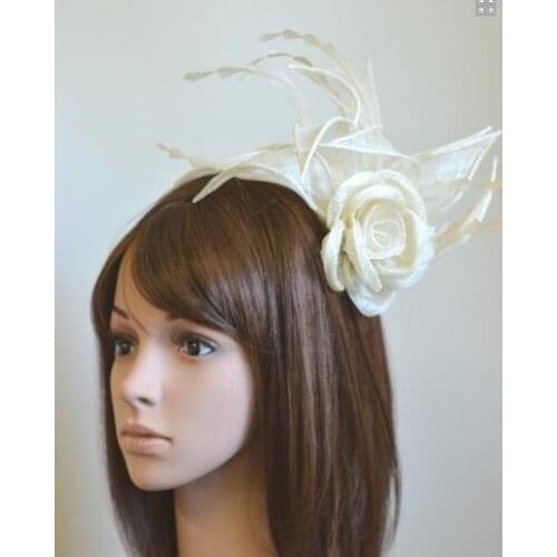 High Quality Sinamay Fasinator Hats Bride Wedding Nice Hair Accessories Party Hats Hair Pins Cocktail Headdress Fancy Feather