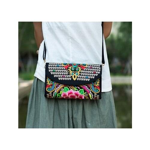 Top-sale Bohemian embroidery small shopping handbags women!Nice floral prints lady national shoulder bags All-match canvas bags
