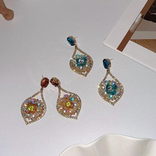 Shining crystal earrings for women full stone drop earrings trendy jewelry