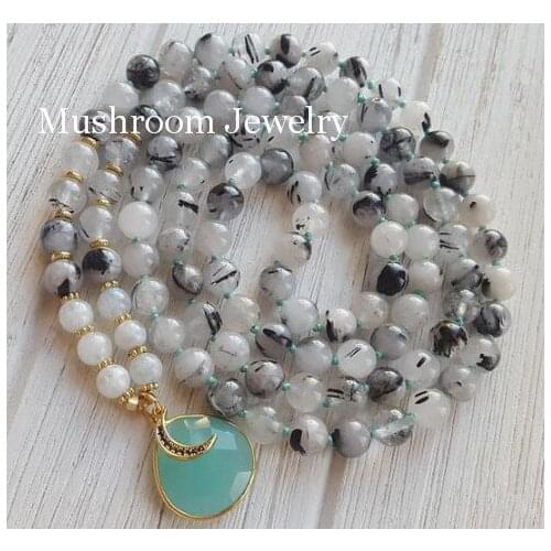 Boho Women Natural Stone Pendant Necklace Jewelry