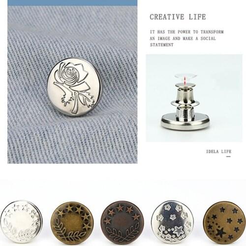 1PC Snap Fastener Metal Buttons for Clothing Jeans Fit Adjust Button Self Increase Reduce Waist Free Nail Twist Sewing DIY Craft