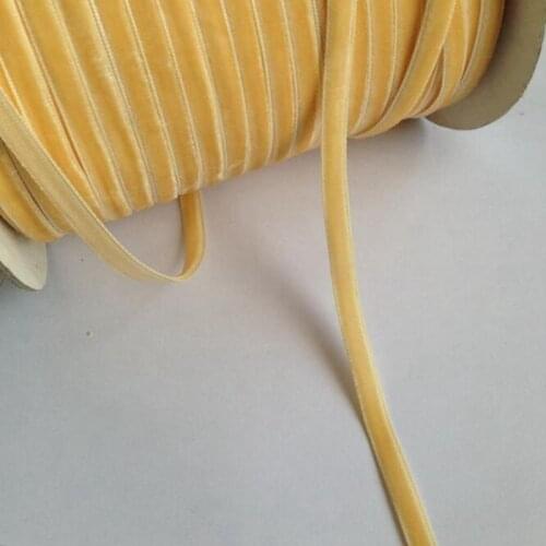 2/8" (6mm) 20Yards Dark Yellow Velvet Ribbon Lace Trims DIY Punk Rock Necklace Handmade Garments Accessories