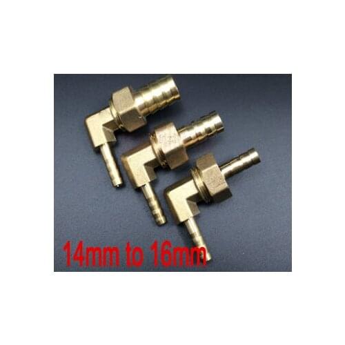 2pcs 14mm to 16mm Hose reducing Barb coupling Brass Elbow Pipe Fitting Copper Barbed L Coupler 90 air Connector reduce nipple