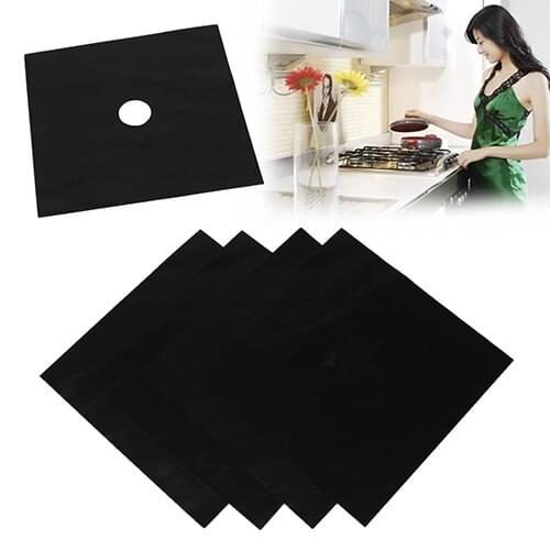 4 Pcs Square Foil Gas Hob Protector Liner Reusable Easy Clean Protection Pad