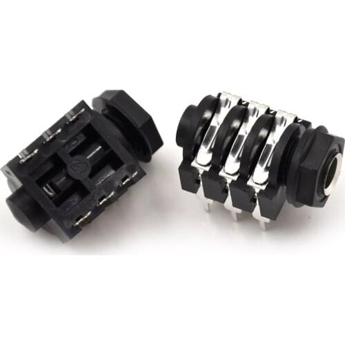 5PCS 6.35mm/6.35 Stereo Audio Microphone Female socket/Jack Connector 6P/6PIN