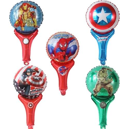 50pcs Handheld Stick Cartoon man Hulk Spider Foil Balloons Birthday Party Balloons super hero Balloons Decoration Children Toy