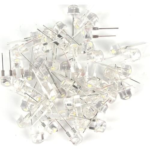 50pcs/lot 0.75W 8mm Straw Hat LED White Ultra Bright F8 White LED Light Emitting Diode Lighting Bulbs