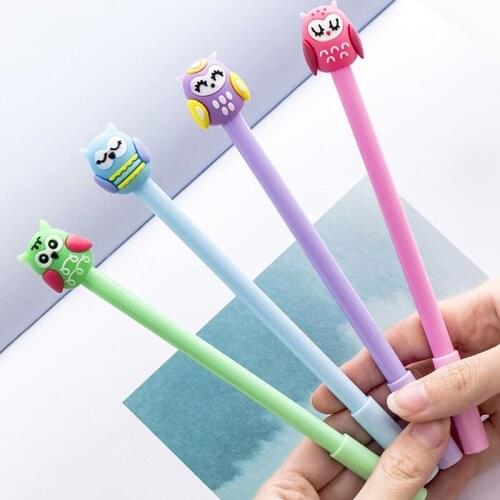 60pcs kawaii gel ink pen lot mixed 0.5mm cartoon owl pens for school office supplies korean cute stationery kids students caneta