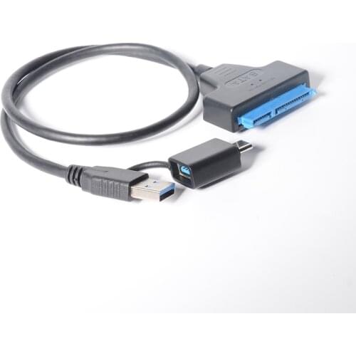 USB3 USB C SATA Adapter 2.5 Inch SATA to USB 3.0 Type C Cable 22 Pin 7+15 HDD/SSD Cord Support UASP Serial ATA III for 2.5 SATA