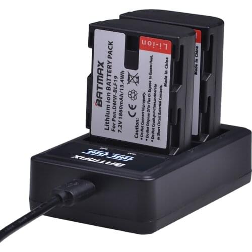 Batmax DMW-BLF19 DMW BLF19 BLF19E DMW-BLF19e battery +LED Dual USB Charger for Panasonic Lumix GH3 GH4 GH5 DMW-BLF19PP