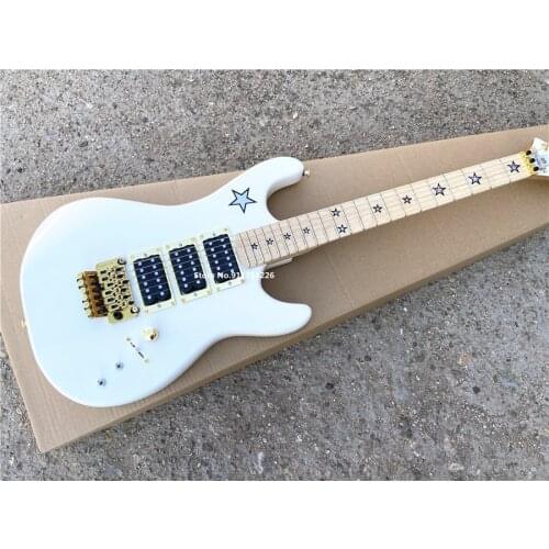 Custom version white double electric guitar five-pointed star inlaid gold accessories free shipping