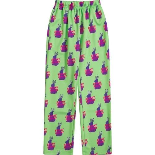 Women Pants Caprits Full Length Street Style Harajuku Design Purple BUNNY Print Straight Pants Fashion Loose High Waist Trousers