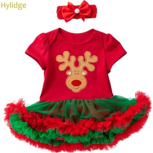 Hylidge Red Baby Props Clothes Set Soft Fluffy Tulle My First Christmas Dress Set Princess Baby Girl Romper Dresses Newborn Set