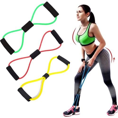 8 Word Fitness Yoga Elastic Band TPE Gum Resistance Rubber Bands Fitness Fitness Equipment Expander Workout Gym Exercise Train