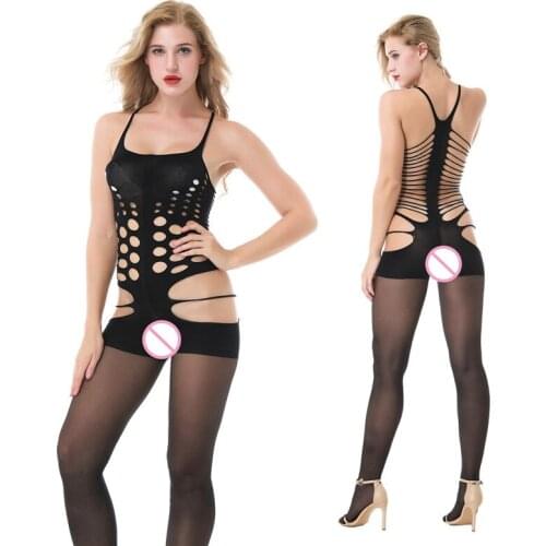 Fitness Elastic Sexy Lingerie+G-string+Stocking Halter Backless Lace Womens Lingerie Sexy Hot net hose panty fishnet lingerie
