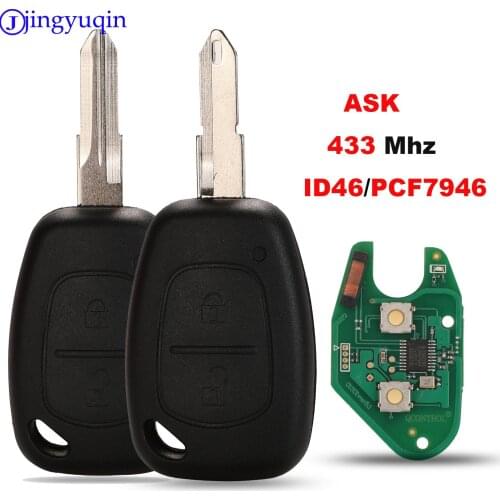 Jingyuqin 1 Button Car Remote Key Control For Renault Master Kangoo Clio Twingo VAC102 Blade PCF7946 ID46 Chip 433MHZ